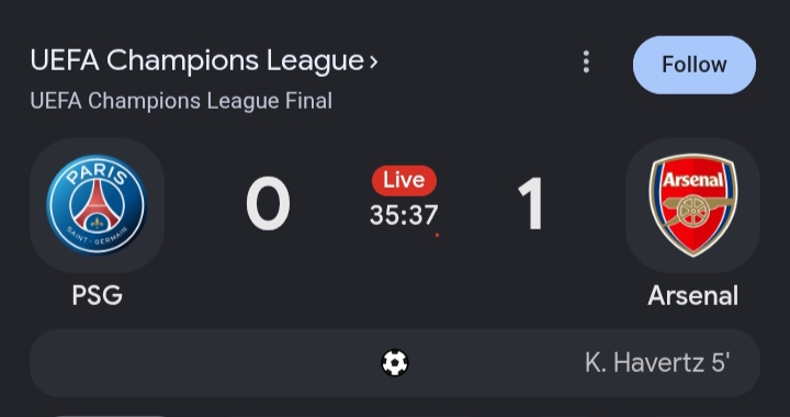PSG vs Arsenal Live Score— UEFA Champions League Final 2026: Gunners Leads 1-0